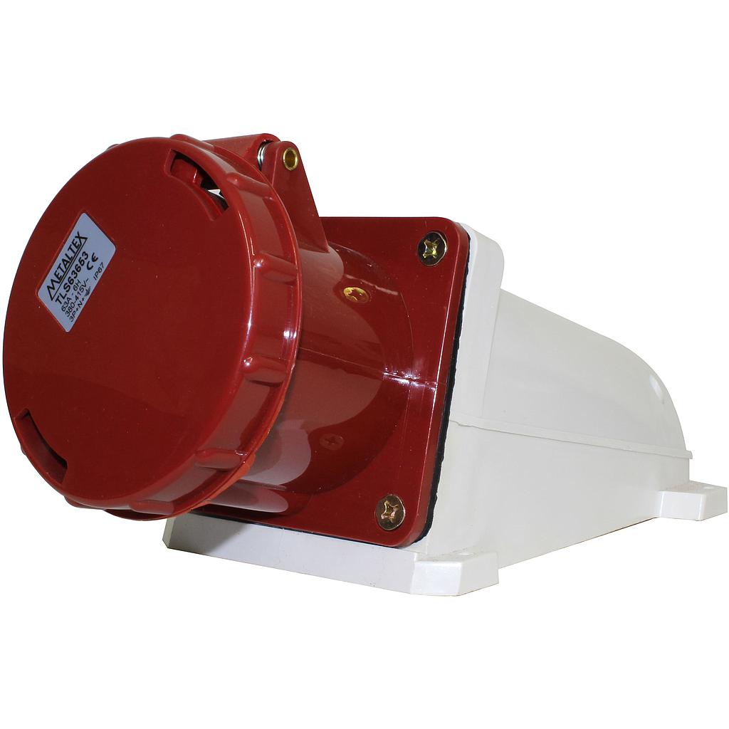 Enchufe Industrial Sobrepuesto Hembra 63A 3P+N+T 6H Rojo