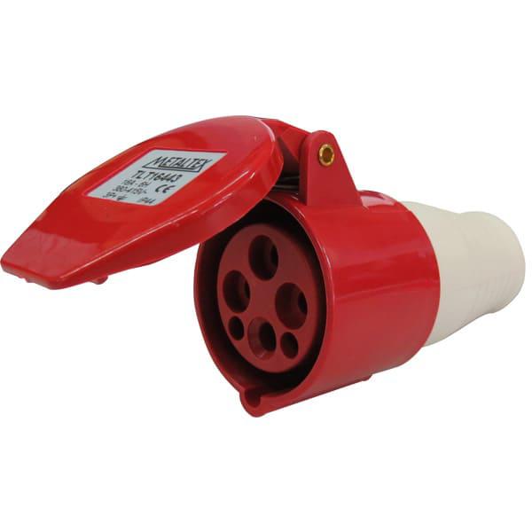 Enchufe Industrial Volante Hembra 16A 3P+T 6H Rojo