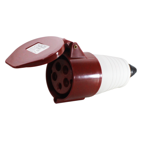 Enchufe Industrial Volante Hembra 32A 3P+N+T 6H Rojo