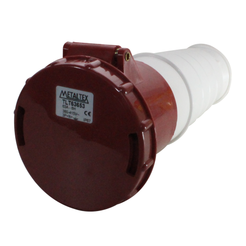 Enchufe Industrial Hembra Volante Hembra 63A 3P+N+T 6H Rojo