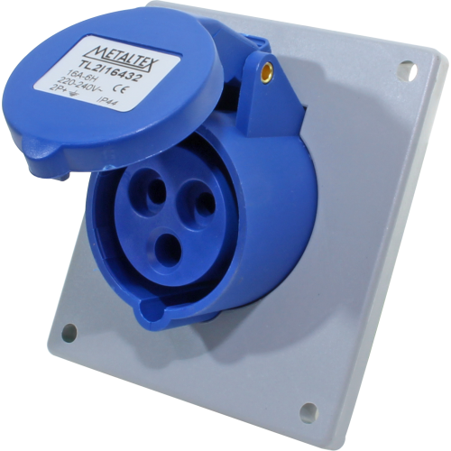 Enchufe Industrial Inclinado Hembra 16A 2P+T 6H Azul