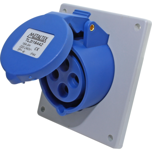 Enchufe Industrial Inclinado Hembra 16A 3P+T 9H Azul