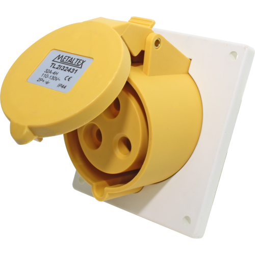 Enchufe Industrial Inclinado Hembra 32A 2P+T 4H Amarillo