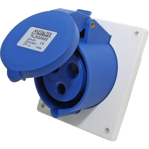 Enchufe Industrial Inclinado Hembra 32A 2P+T 6H Azul
