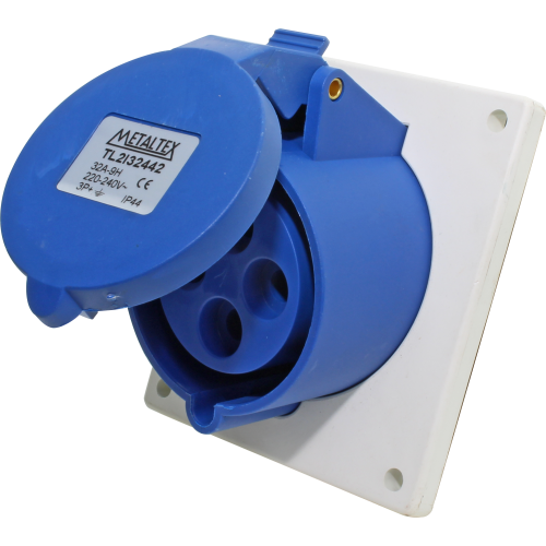 Enchufe Industrial Inclinado Hembra 32A 3P+T 9H Azul