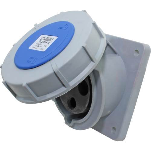 Enchufe Industrial Inclinado Hembra 63A 2P+T 6H Azul