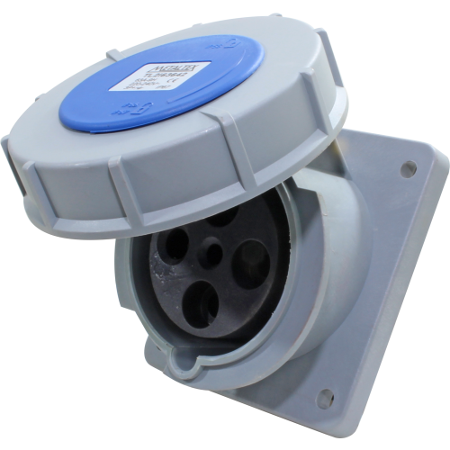 Enchufe Industrial Inclinado Hembra 63A 3P+T 9H Azul