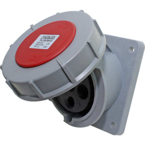 Enchufe Industrial Inclinado Hembra 63A 3P+T 6H Rojo