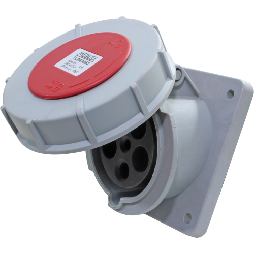 Enchufe Industrial Inclinado Hembra 63A 3P+N+T 6H Rojo