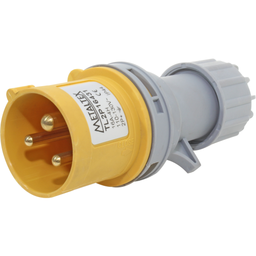 Enchufe Industrial Volante Macho 16A 2P+T 4H Amarillo