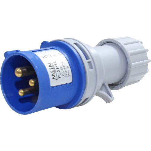 Enchufe Industrial Volante Macho 16A 2P+T 6H Azul