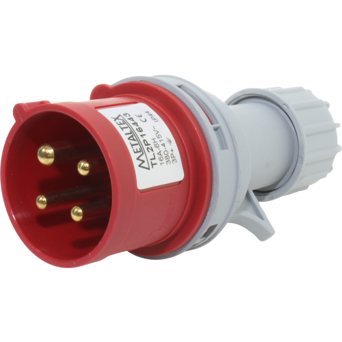 Enchufe Industrial Volante Macho 16A 3P+T 6H Rojo