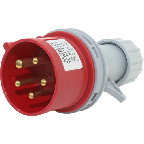 Enchufe Industrial Volante Macho 16A 3P+N+T 6H Rojo