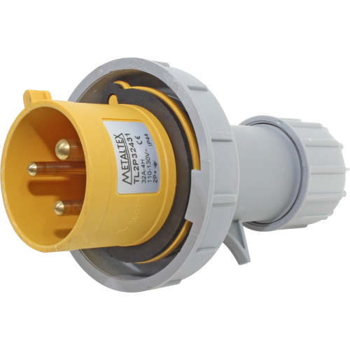 Enchufe Industrial Volante Macho 32A 2P+T 4H Amarillo