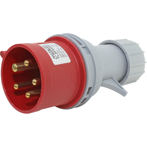 Enchufe Industrial Volante Macho 32A 3P+N+T 6H Rojo