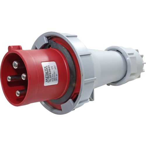 Enchufe Industrial Volante Macho 63A 3P+T 6H Rojo
