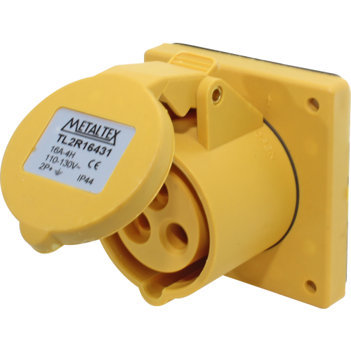 Enchufe Industrial Embutido Hembra 16A 2P+T 6H Amarillo