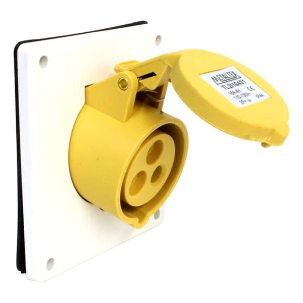 Enchufe Industrial Sobrepuesto Hembra 16A 2P+T 4H Amarillo