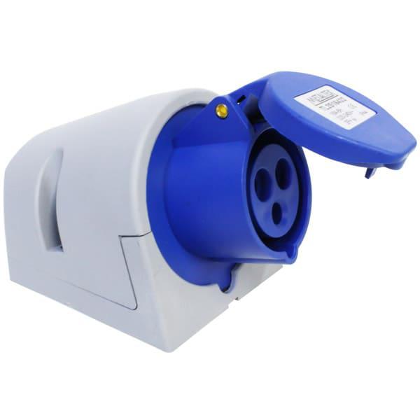Enchufe Industrial Sobrepuesto Hembra 16A 2P+T 6H Azul