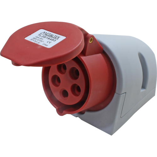 Enchufe Industrial Sobrepuesto Hembra 16A 3P+N+T 6H Rojo