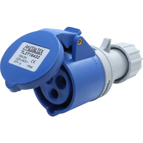 Enchufe Industrial Volante Hembra 16A 2P+T 6H Azul