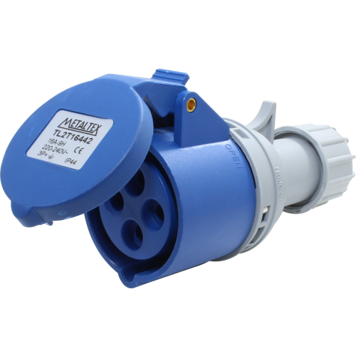 Enchufe Industrial Volante Hembra 16A 3P+T 9H Azul