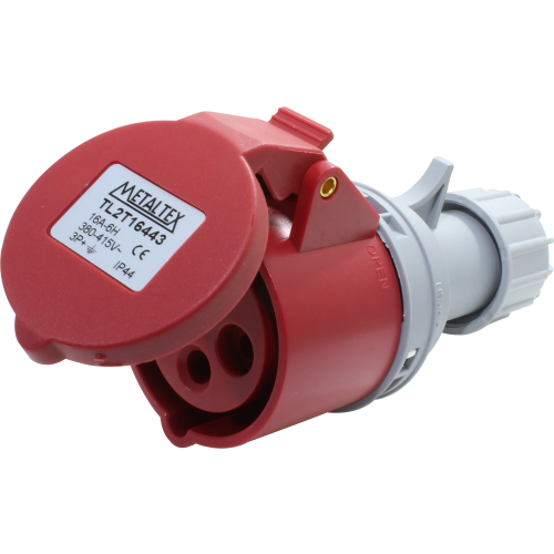 Enchufe Industrial Volante Hembra 16A 3P+T 6H Rojo
