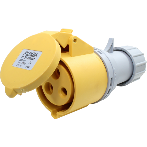 Enchufe Industrial Volante Hembra 32A 2P+T 4H Amarillo
