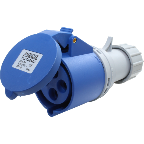 Enchufe Industrial Volante Hembra 32A 3P+T 9H Azul