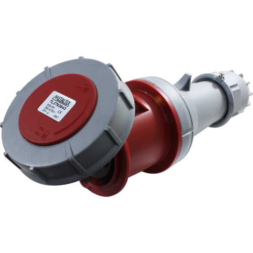 Enchufe Industrial Volante Hembra 63A 3P+T 6H Rojo