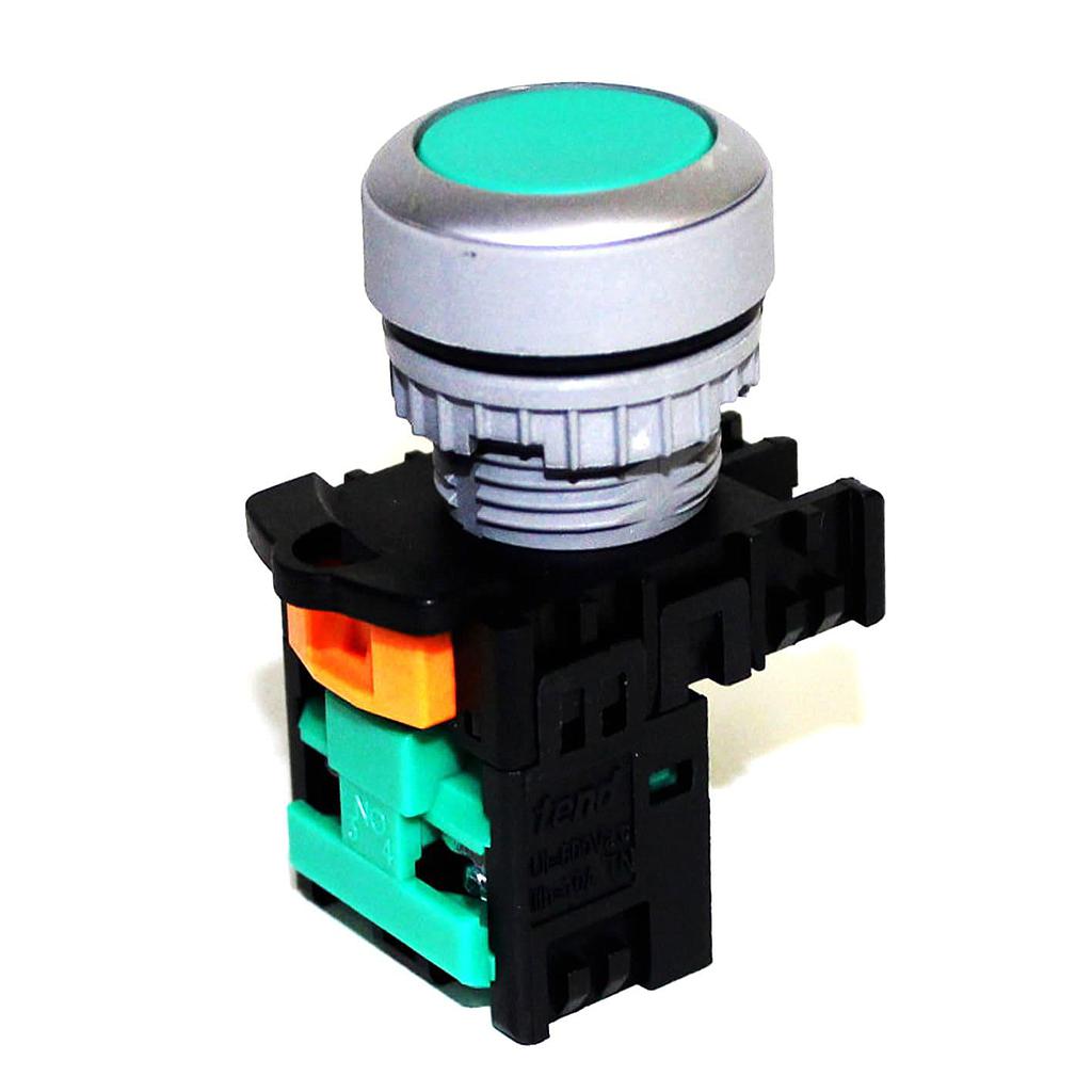 Pulsador 22mm plástico verde-1NA-IP65