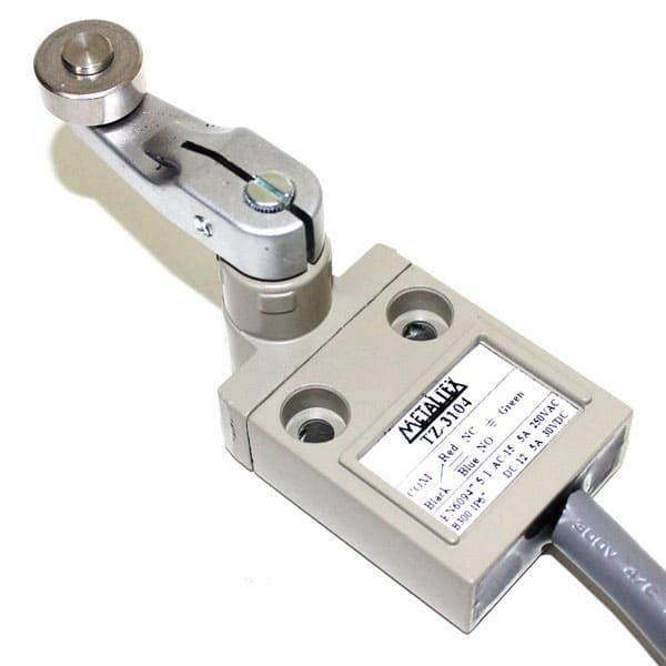 Interruptor fin de carrera Metálico con cable -Actuador palanca con rodillo