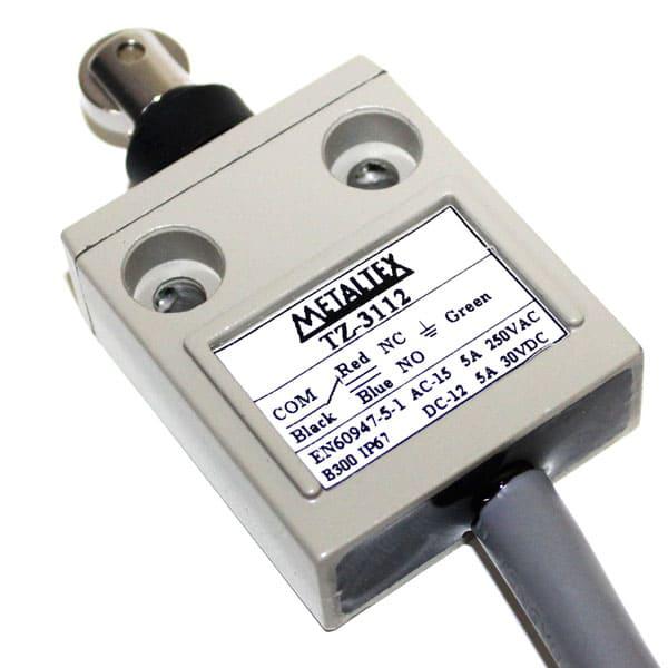 Interruptor fin de carrera Metálico con cable -Actuador rodillo 