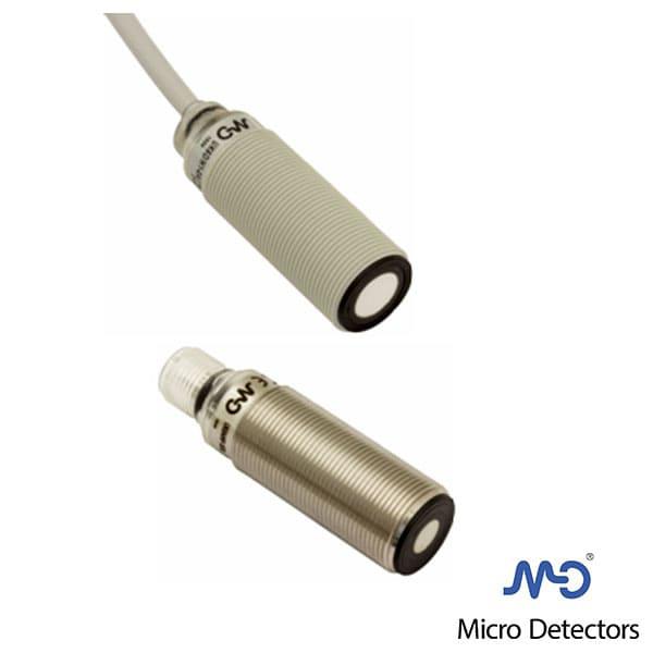 Sensor ultrasónico cilíndrico - Distancias de hasta 1,2m.