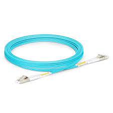 Jumper 1M LC-LC OM3 Duplex MultiMode OFNR Fiber Optic Cable 3.0mm Aqua