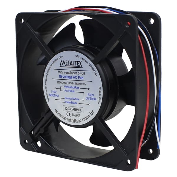 Ventilador CA, 120x120x38mm, 115/230VCA, 2600/3000RPM, buje