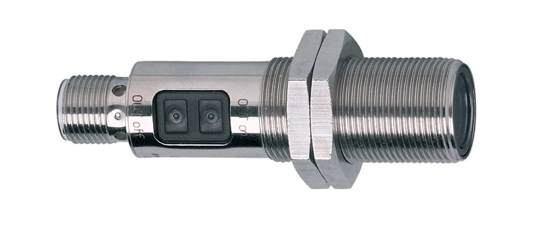 Sensor Fotoeléctrico Retrorreflexivo, LED, Alcance 0,03 → 5 m, Cuerpo Cilíndrico, Salida PNP, Conector M12