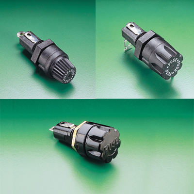 Porta fusible fijación panel para fusibles 6x32mm, 20A 250V max.