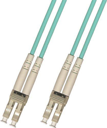 LC/UPC-LC/UPC Duplex OM3 50/125 Fiber Patch Cable, 2.0mm Riser Aqua Jacket, 10M