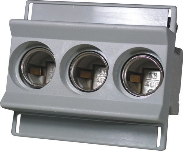 Base portafusible Neozed D01 tripolar, fijacion riel din 
