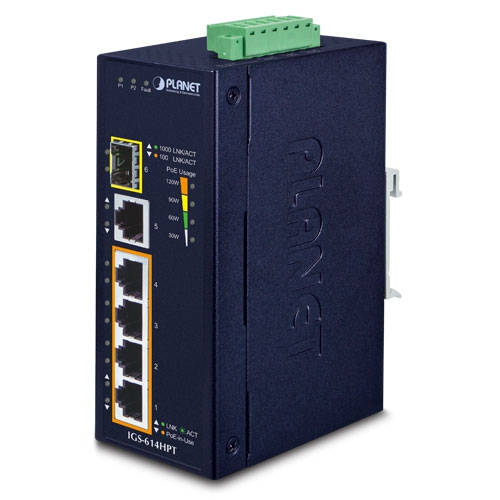 IP40 Industrial 4-Port 10/100/1000T 802.3at