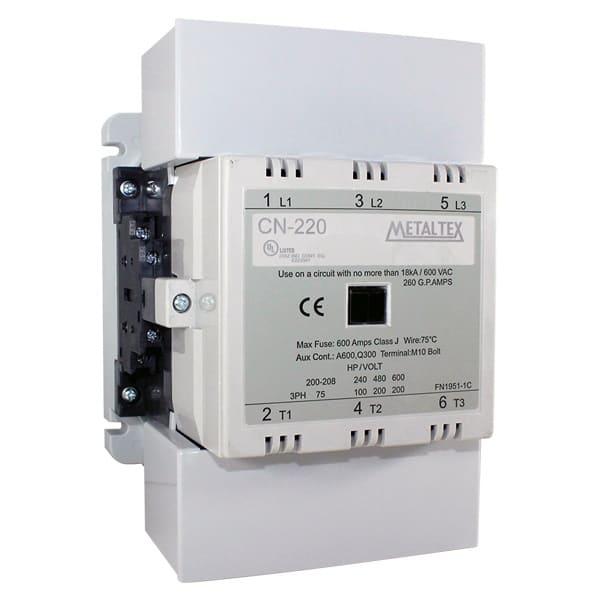 Contactor tripolar 225A/AC3 bobina 380VCA auxiliares 2NA+2NC