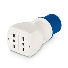 ADAPTADOR SIMPLE 2P+T 16A IP20 250V A 2 TOMAS 10/16 Amp. (BIVALENTE)