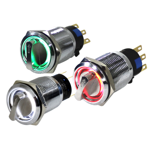 Selector antivandalismo 19mm 2 posiciones 24V rojo