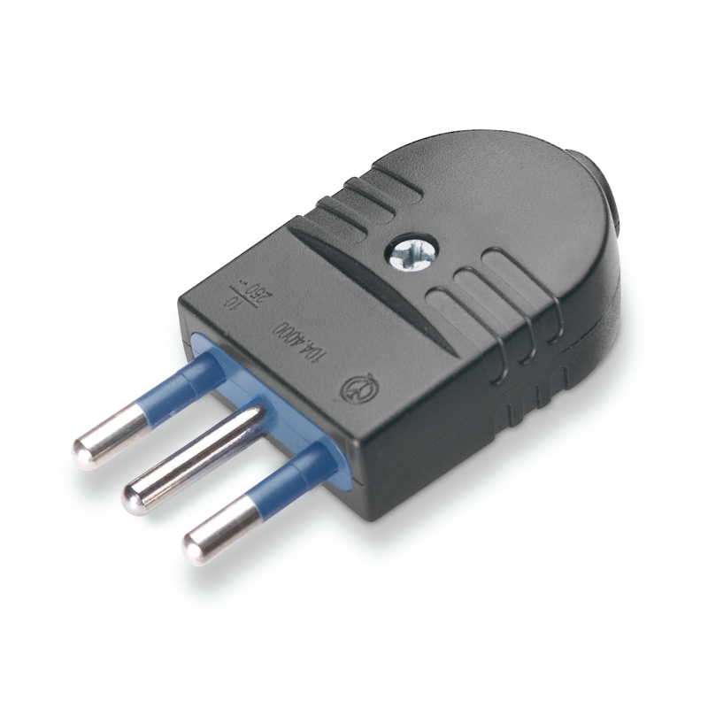 ENCHUFE MACHO VOLANTE 2P+T 10A  220-250V AC Negro LIBRE DE HALOGENO