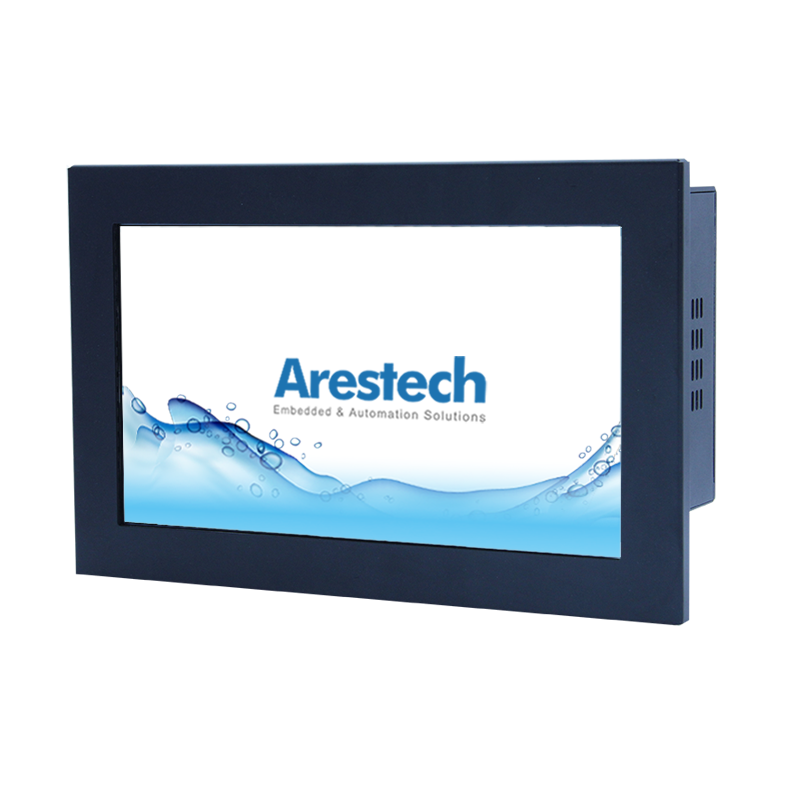 10.1" 16:9 (1024 x 600), 450nits, Fanless Panel PC with Intel Celeron J1900 CPU, Projected Capacitive Touch, 2 USB 3.0, 2 USB 2.0, 3 RS-232, 1 RS-232/422/485, Line out, 8-bit DIO, 2 GbE, 1 VGA, 1 HDMI, DC 9-36 V, Phoenix Connector