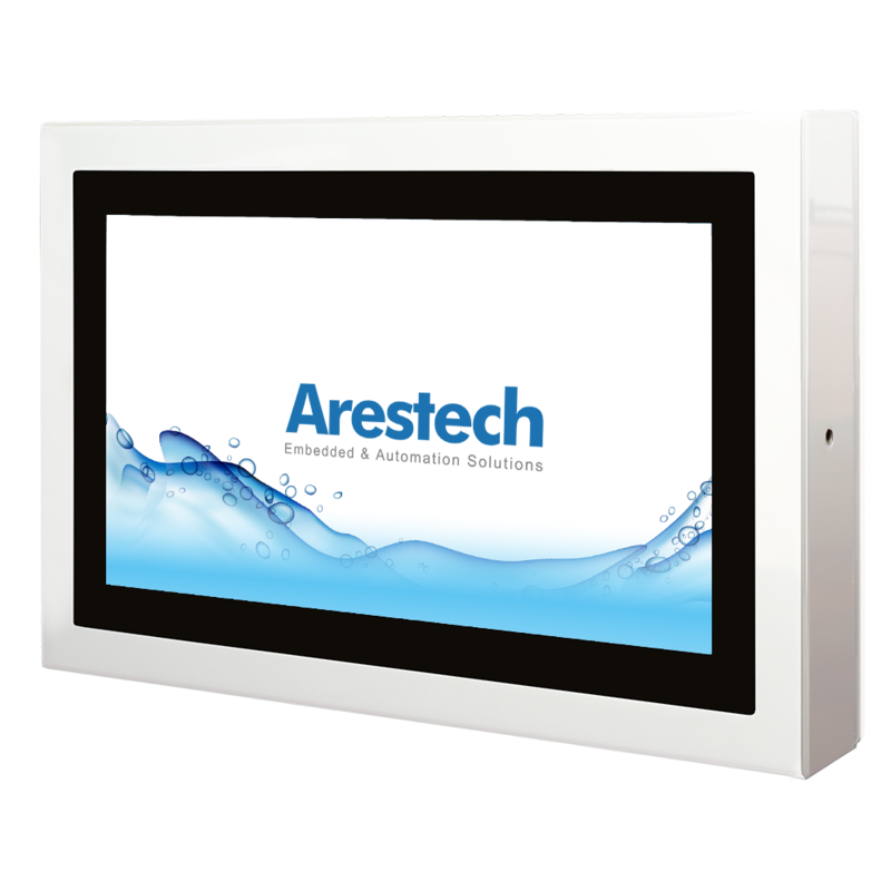 15.6" 16:9 (1366 x 768), 300nits, Stainless Steel 316 Full IP66/69K Protection, Fanless Panel PC with Intel Pentium N4200 CPU, Projected Capacitive Touch, 4G RAM, 64G SSD,  2 USB 2.0, 1 RS-232, 1 RS-232/422/485, 2 GbE, DC 9-36 V (M12 Connector)