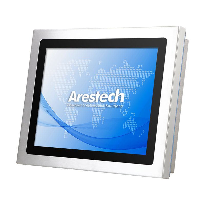 15" 4:3 (1024 x 768), 300nits, Stainless Steel 316 Full IP66/69K Protection, Fanless Panel PC with Intel Celeron J1900 CPU, Projected Capacitive Touch, 4G RAM, 64G SSD, 2 USB 2.0, 9 RS-232, 1 RS-232/422/485, 1 GbE, DC 9-36 V (M12 Connector)
