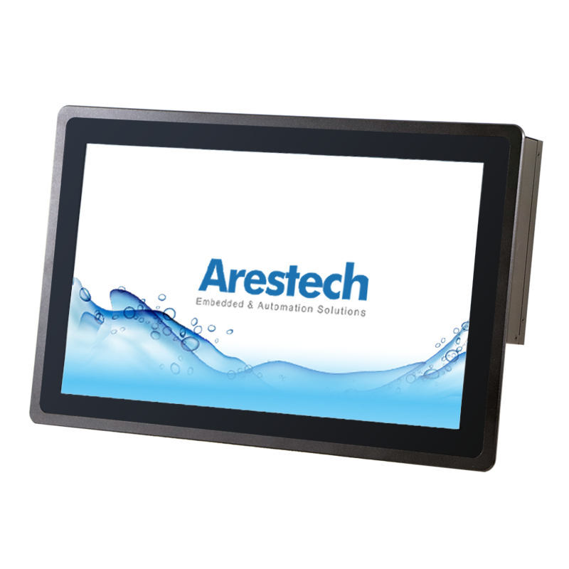 21.5” 16:9 (1920 x 1080), 250nits, Aluminum IP65 True flat front panel, 5-wire Resistive Touch Panel PC with Intel Celeron N3350, 2 GbE, 2 USB 3.0, 2 USB 2.0, 3 RS-232, 1 RS-232/422/485, 8bits GPIO, line out, 1 VGA,1 HDMI, DC 9~36V, Phoenix Connector