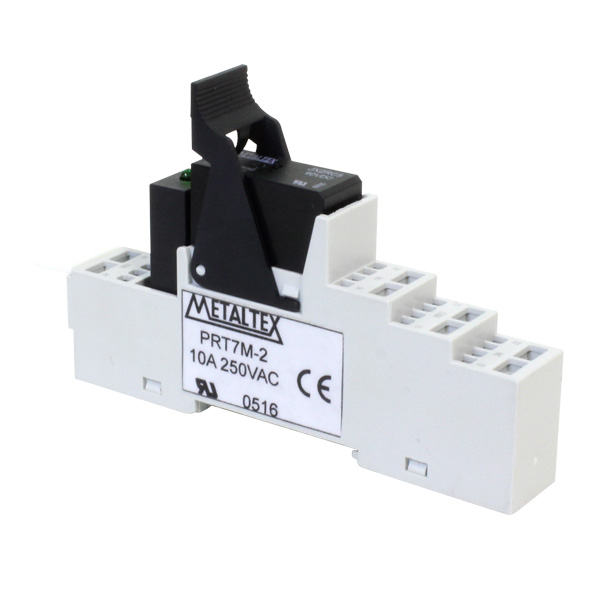 Interfaz Relé, 2 contactos inversores, 8A, Bobina 110VCA, Resorte, Modulo Led Rojo